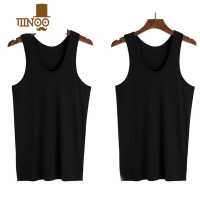 YANXU背心男夏季莫代尔薄款棉紧身运动健身坎肩无袖白色内穿打底汗衫心 L/170 黑+黑