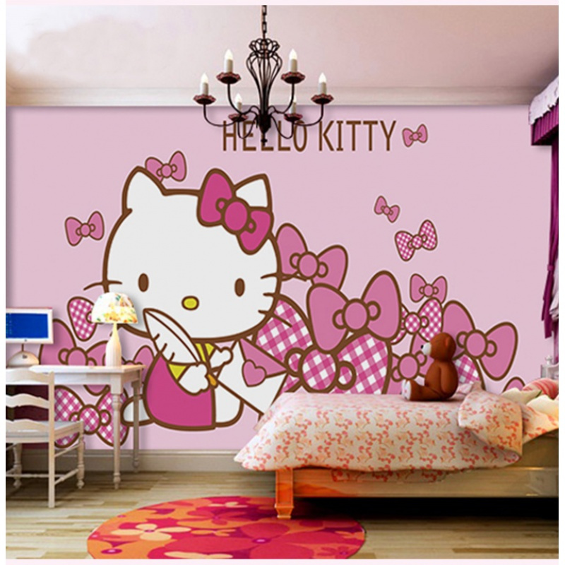 大型 hellokitty主题公主房女孩卧室壁纸3D墙纸儿童房 凯蒂猫壹德壹