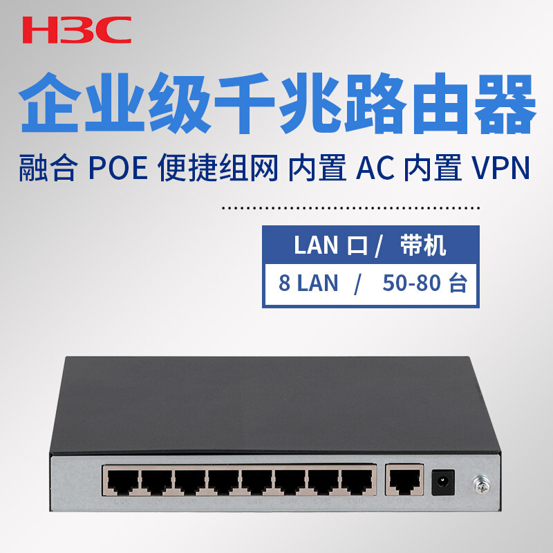 华三(H3C)GR1108-P 8口千兆高性能企业POE供电路由器可VLAN 带机80 内置AC、 管理200AP