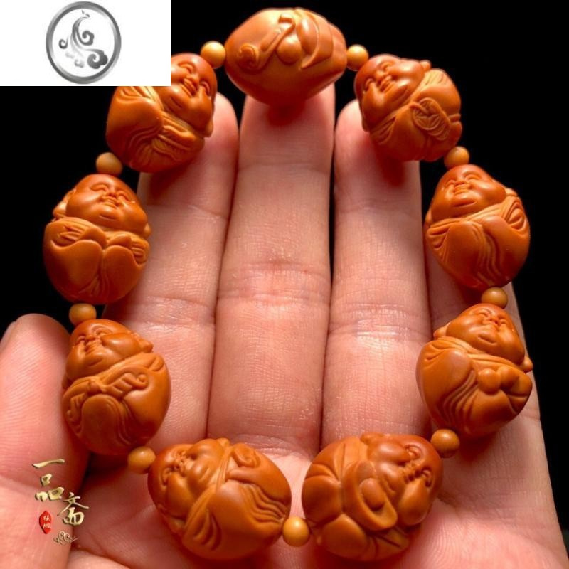 jimi弥勒橄榄核手串男款笑佛十分开心核雕文玩手捻弥勒佛手链人生百态