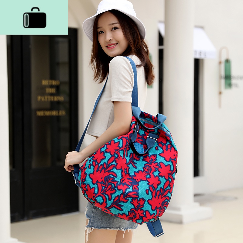 女式双肩背包牛津布旅行便携式轻便双肩包女防水大容量印花旅游包NEW LAKE高清大图