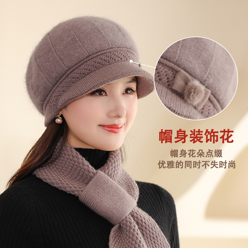 妈妈帽子女中老年人女士冬天老人奶奶老太太加绒加厚保暖毛线保高清大图