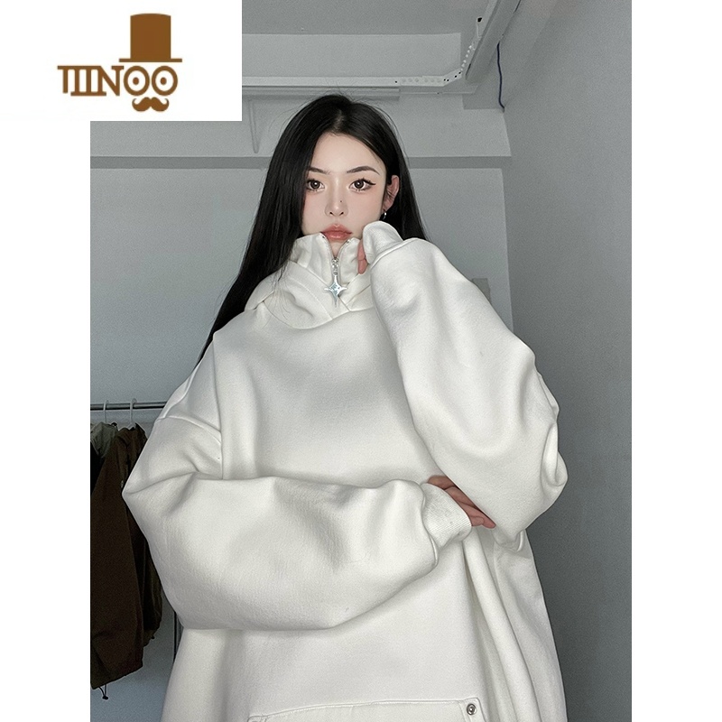 YANXU美式复古拉链高领卫衣男秋季新款设计感小众纯色潮牌感链小卫高清大图