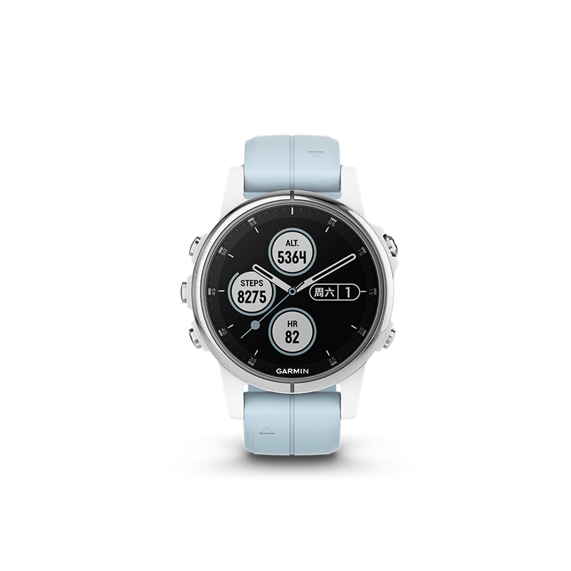 佳明GARMIN飞耐时5sPlus健身音乐时尚NFC支付GPS导航户外运动功能手表防水100m（海沫蓝普通镜面）