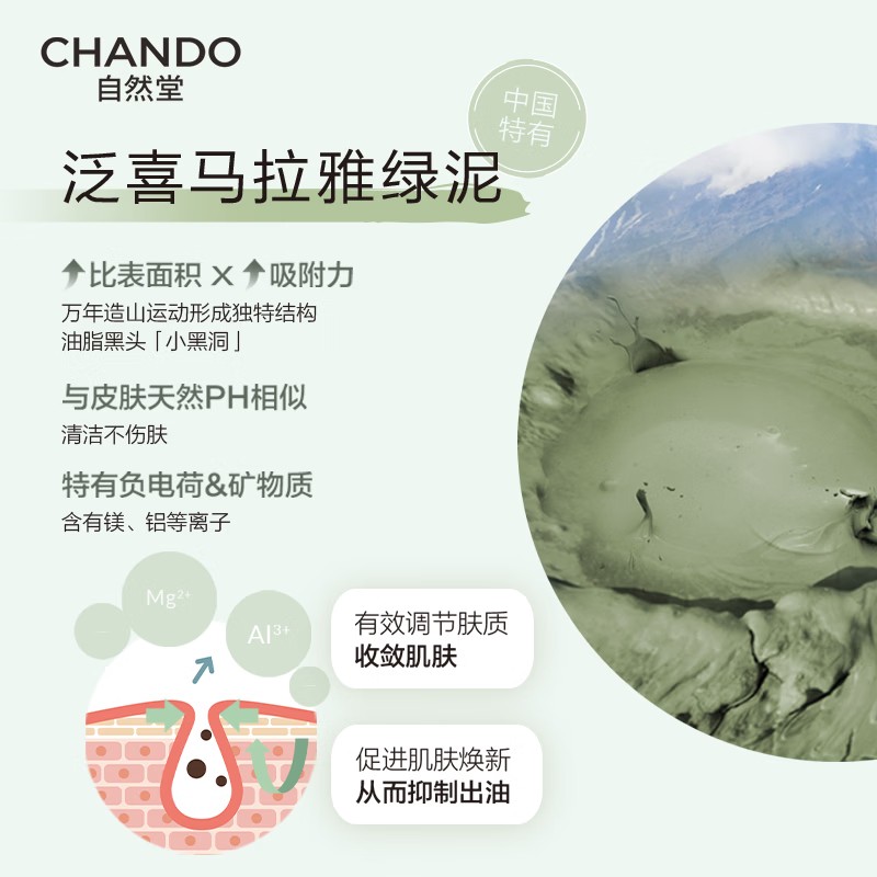 喜马拉雅茶泥净颜清洁面膜100g高清大图