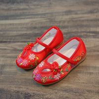 老北京儿童布鞋女童绣花鞋民族风宝宝汉服鞋子学生古装鞋表演出鞋 G11红色 32码/内长约19.6CM