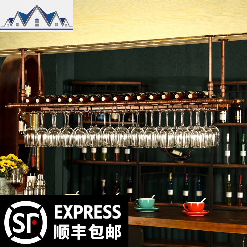 欧式创意悬挂酒杯架红酒杯吊架葡萄酒杯倒挂高脚杯酒架吧台吊杯架 三维工匠收纳层架高清大图