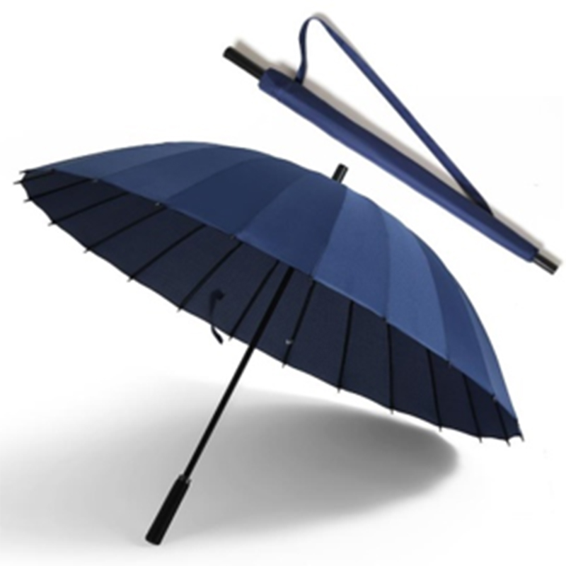 手动钢骨伞架 碰击布 皮质手柄 YF-L2021013 蓝色