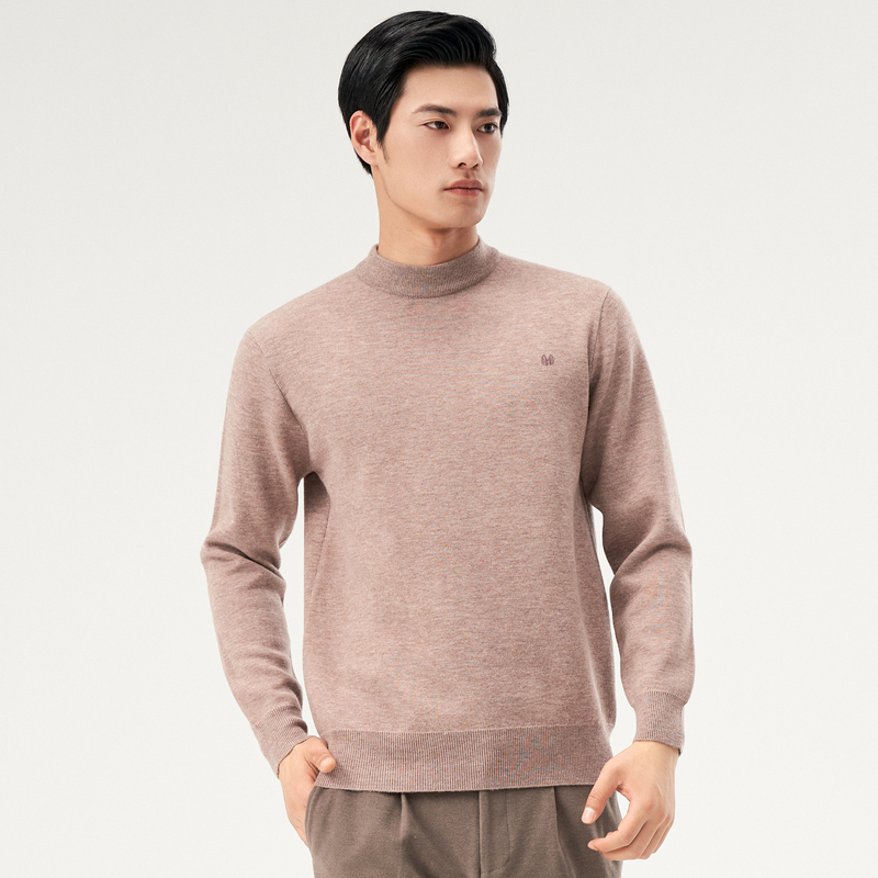 恒源祥羊毛衫男纯羊毛加厚冬季本命年大红色毛衣女打底情侣装