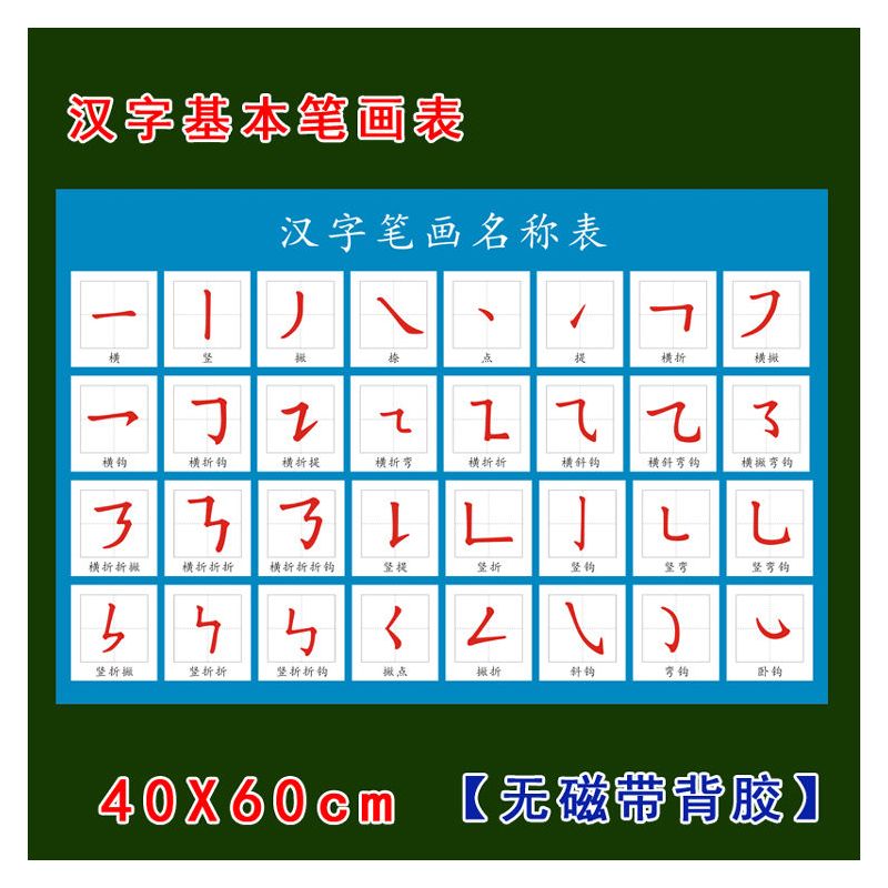 磁性汉字基本笔画划识字卡片挂图冰箱贴吸磁幼儿小学撕不烂早教