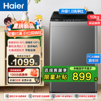 海尔(Haier)10公斤 变频 全自动 波轮洗衣机 1.0洗净比 纳米微泡净 除菌除螨 XQB100-BZ20B0