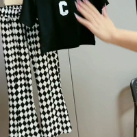 女童夏装冰丝套装外穿网红洋气儿童新款短袖T恤运动时髦