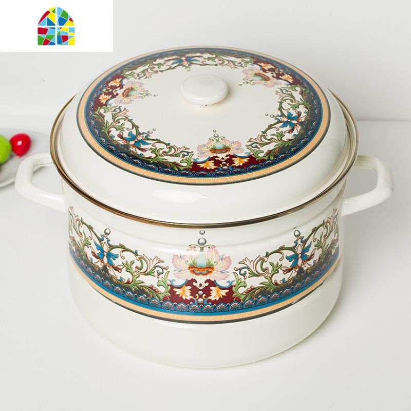 搪瓷 30CM11L加厚搪瓷锅双层蒸锅汤锅电磁炉锅双耳锅好品质 FENGHOU 象牙珍品高清大图