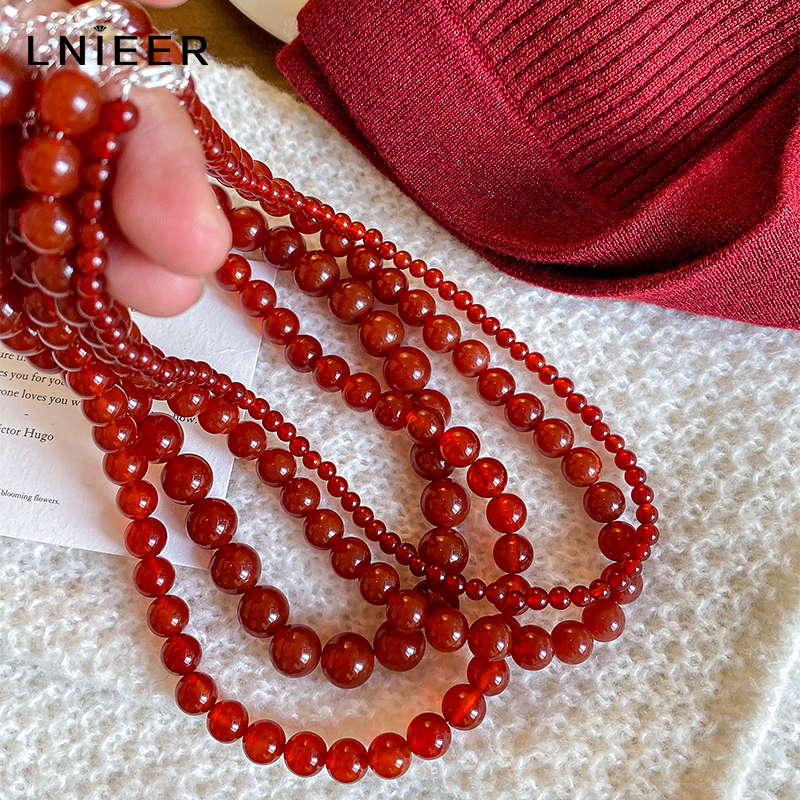 安可拉红玛瑙项链女2025年毛衣链925纯银锁骨链秋冬配饰品送女朋友老婆情人节七夕生日礼物