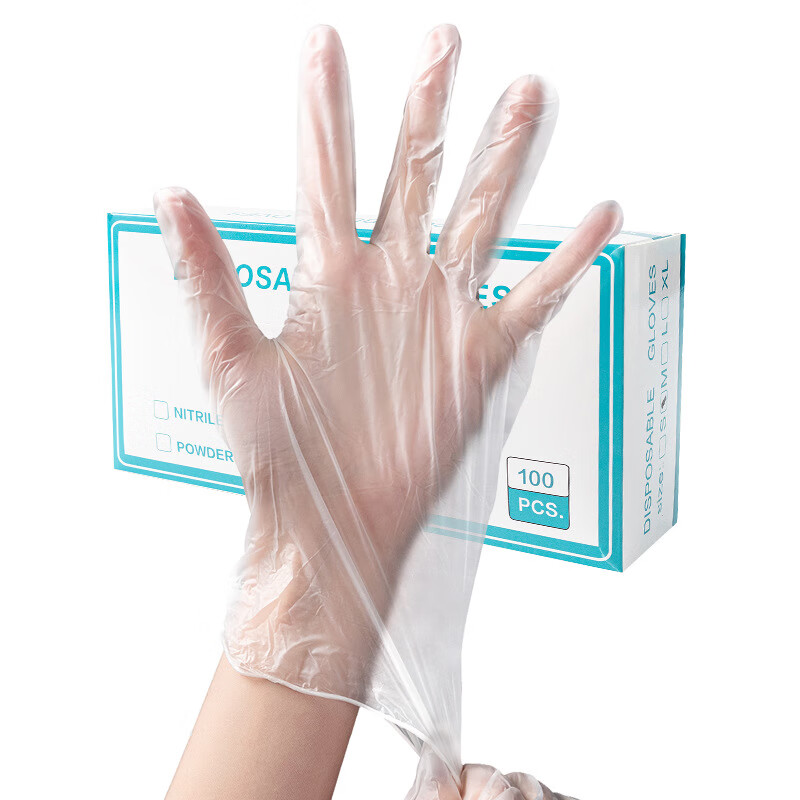 冰禹 一次性手套 BYQ-932 TPE 白色透明 L 100只 1盒高清大图