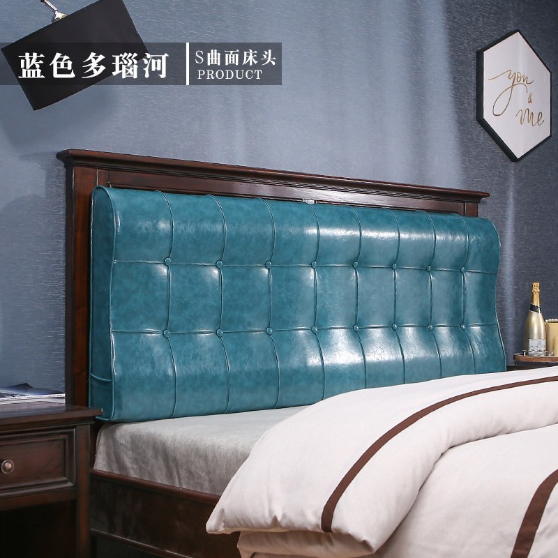 家柏饰(CORATED)可定制床头板软包靠背双人榻榻米简约现代靠枕床头罩床头靠垫 蓝色多瑙河 有床头180*66