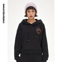 【虎年限定系列】美特斯邦威虎纹印花连帽卫衣女2022春季情侣_803 S高150-155重90-105斤 影黑