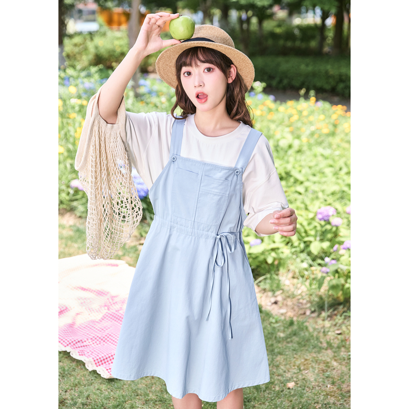 [2.5折价95元]唐狮薄荷绿连衣裙女新款小清新裙子女夏季背带裙韩系早春长裙e