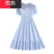 YIBUSHENG女大童连衣裙2024年季新款初中生学院风甜美收腰娃娃领长款裙子