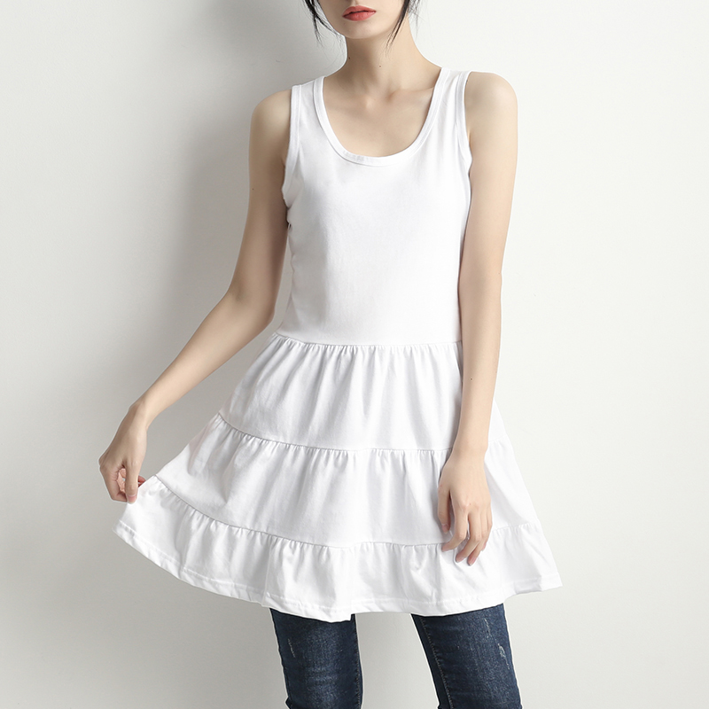 语娄打底背心裙女2020秋冬新款韩版卫衣内搭神器中长款吊带白色连衣裙