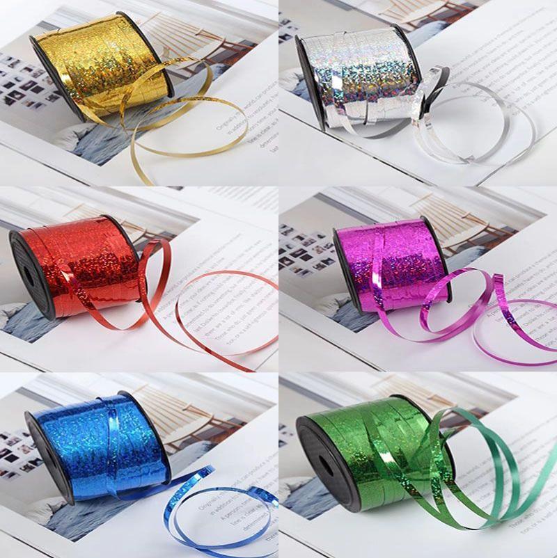 结婚婚庆婚礼绳子用品扎带气球布置装饰氦气彩带丝带派对镭射绑绳--彩带;红色+银色【约183米】