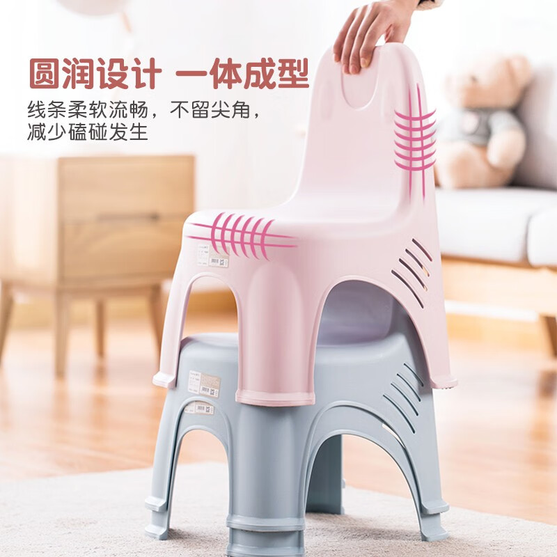 茶花 塑料凳子 家用小板凳 幼儿童靠背椅靠背凳儿童小凳子小椅子 蓝色高清大图