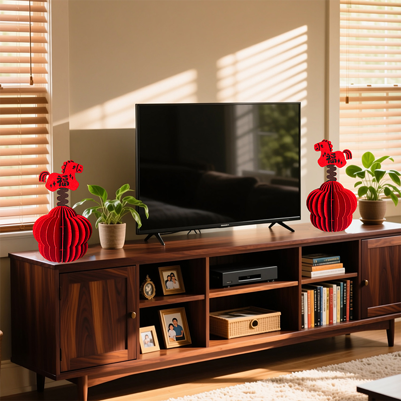 智美环球 2026马年装饰品居家布艺立体摆件 [两个]福字摇摇马摆件高清大图