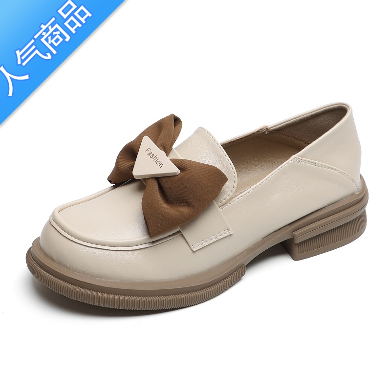 SUNTEK蝴蝶结小皮鞋女夏2023新款百搭厚底单鞋英伦乐福鞋大码女鞋41一43高清大图