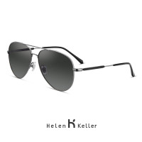 海伦凯勒(HELEN KELLER)海伦凯勒太阳镜开车蛤蟆镜时尚出街墨镜男H1284- P01 枪灰色框渐进深灰
