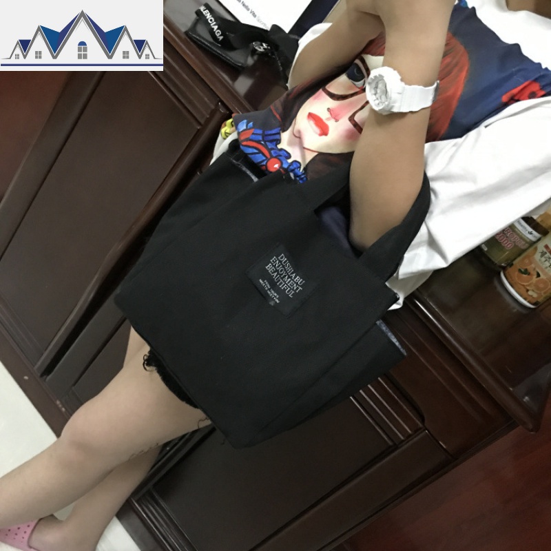 简约日系新款韩版男女学生手拎便携上班妈咪手提饭盒便当包帆布袋_1_634 黑色