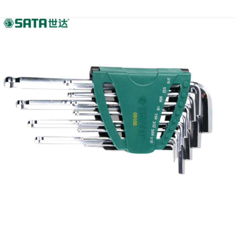 世达(SATA)12件英制加长球头内六角扳手套装 09106