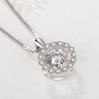 925银项链镶嵌舞动的石头心动坠锁骨链送女朋友七夕情人节礼物