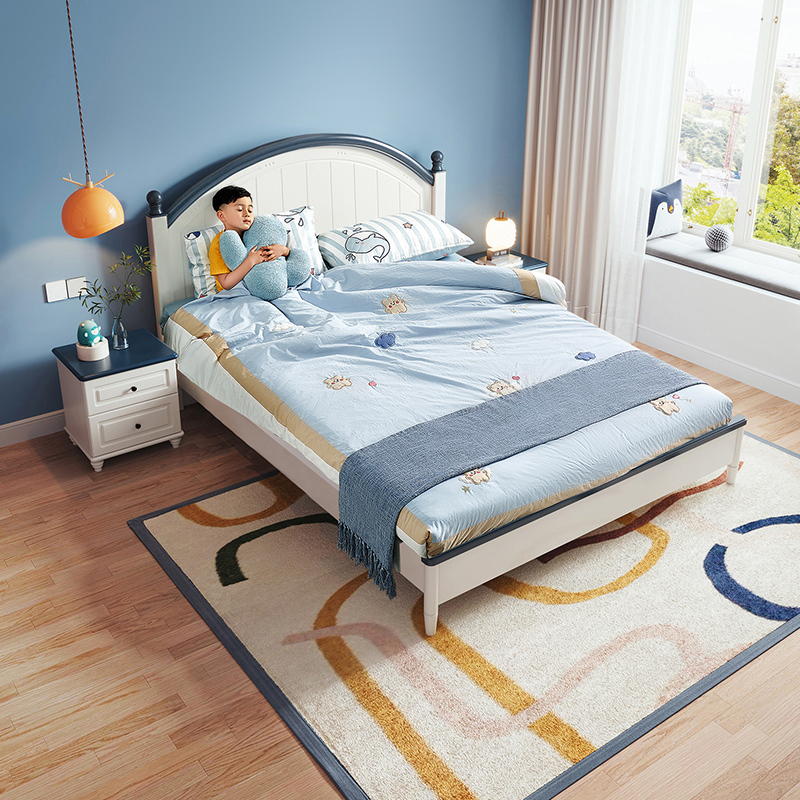 全友家居儿童床男孩田园风实木脚环保板材加厚排骨架加高稳固单床