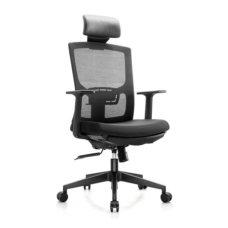 西泰转椅办公椅 高背网布员工办公椅带头枕 会议椅 电脑椅xt397 黑色
