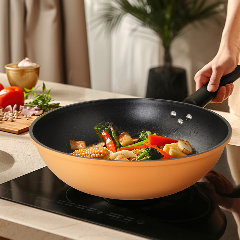 炊大皇(COOKER KING) 橙心铝合金不粘锅炒锅 CG32CX 32cm高清大图