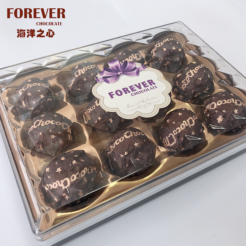 脆米威化夹心牛奶巧克力 12粒钻石方盒 150克 FOREVER CHOCOLATE海洋之心