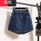 YIBUSHENG大码季新款高腰A字牛仔半身裙女胖MM设计感小众宽松显瘦短裤裙