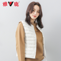 雅鹿反季清仓羽绒服女短款马甲2019新款纯色轻薄坎肩上衣保暖背心潮
