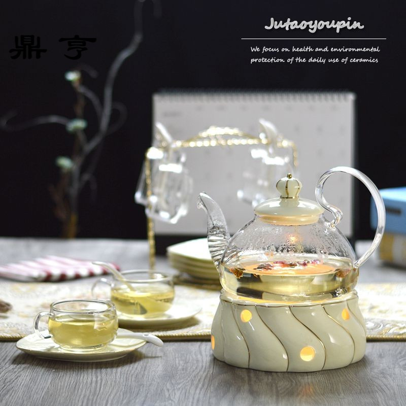 鼎亨养生壶茶具套装陶瓷花茶壶耐高温玻璃加热煮水果花煮茶器温