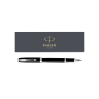 派克PARKER 钢笔 新款IM深黑白夹墨水笔 学生办公用品书写练字0.5mm金属不锈钢F笔尖 可替换墨囊墨水芯