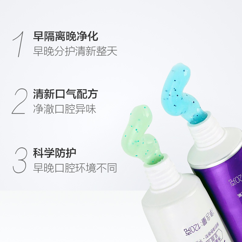 舒客早晚牙膏立体爽清去口臭除口腔异味口气清新舒克不含氟65g*4支