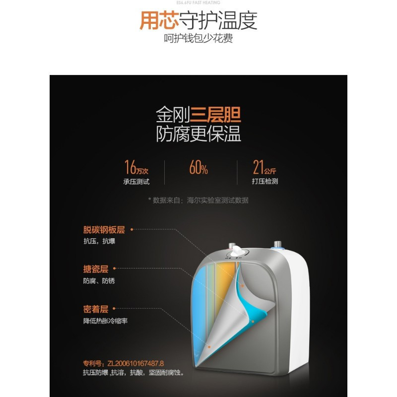 瑞翔推荐 海尔 ES10U 统帅 即热式小厨宝储水式十升(台)