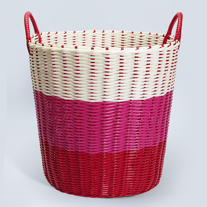 脏衣篓衣物收纳筐家用藤编零食玩具桶篮子筐子装放换洗衣服篮 经典款粉色渐变大号36*28*34