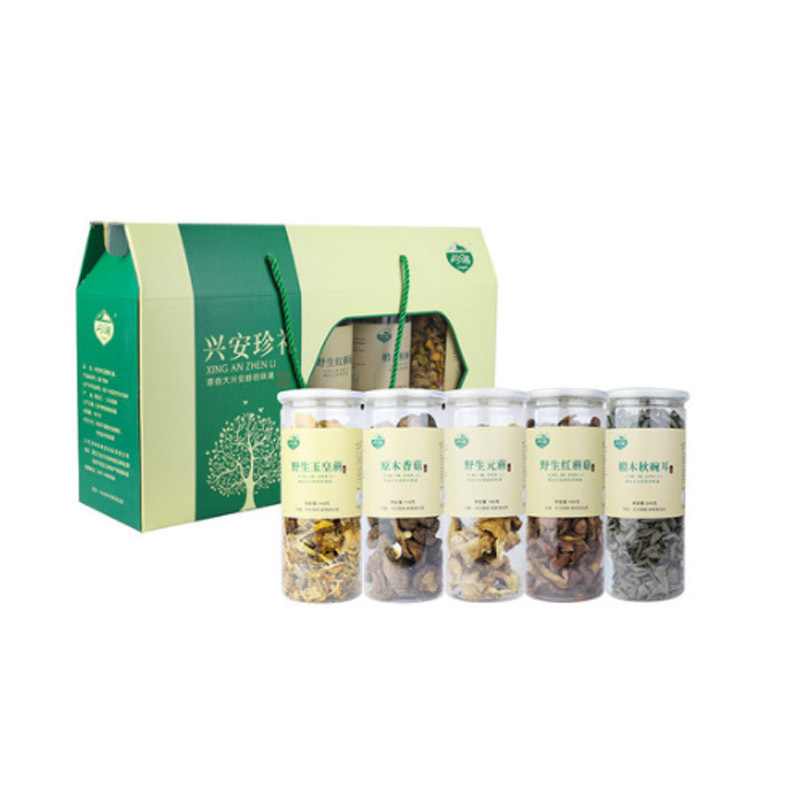 岭味(Lingwei) 兴安佳礼菌菇大礼包 大兴安岭野生菌菇 礼盒 5罐/盒