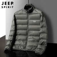 JEEPSPIRIT吉普保暖轻薄羽绒服宽松大码立领短款外套秋冬防寒保暖白鸭绒上衣_280 XXL 深灰色