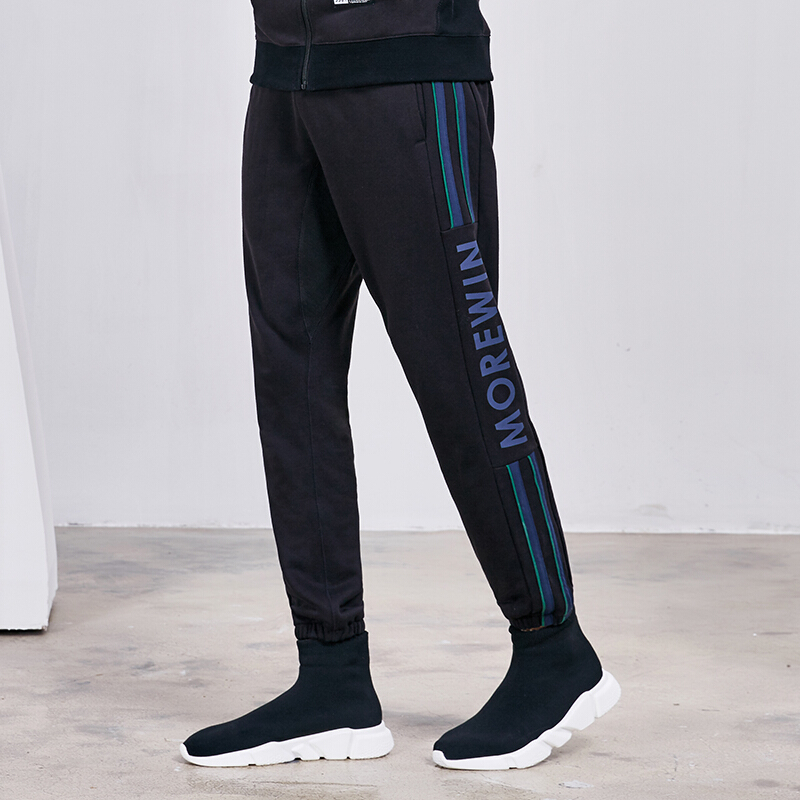 运动裤男秋冬新款时尚健身裤弹力直筒裤跑步训练长裤