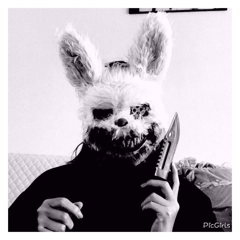 血腥兔子面具cos兔人杀手兔面具万圣节恐怖面具同款兔脸面具