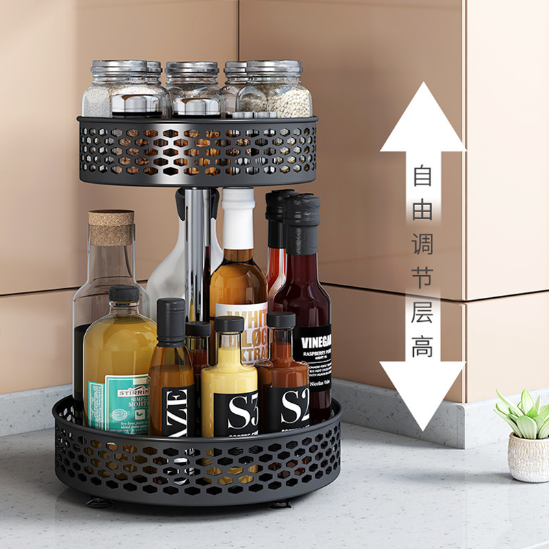 鸣顺 厨房可旋转调料置物架调味品转角专用油盐酱醋圆形多功能收纳盒架