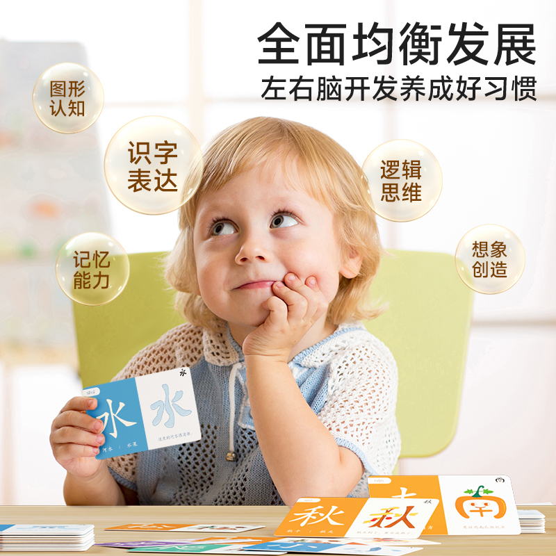 黄色色象形识字闪卡 [正版]时光学幼儿象形识字闪卡幼儿园儿童小学生图形认知记忆力幼小衔接早教教具基础进阶强化全面均衡发展高清大图