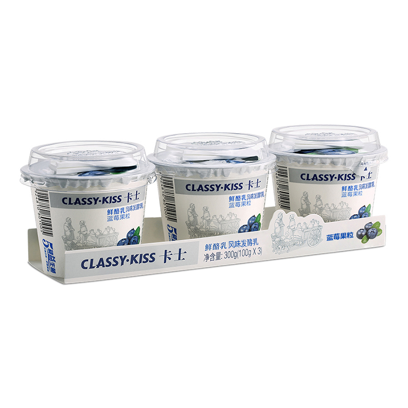 卡士(CLASSY-KISS) 蓝莓果粒鲜酪乳 100g*12杯低温酸奶酸牛奶 风味发酵乳 果粒酸奶